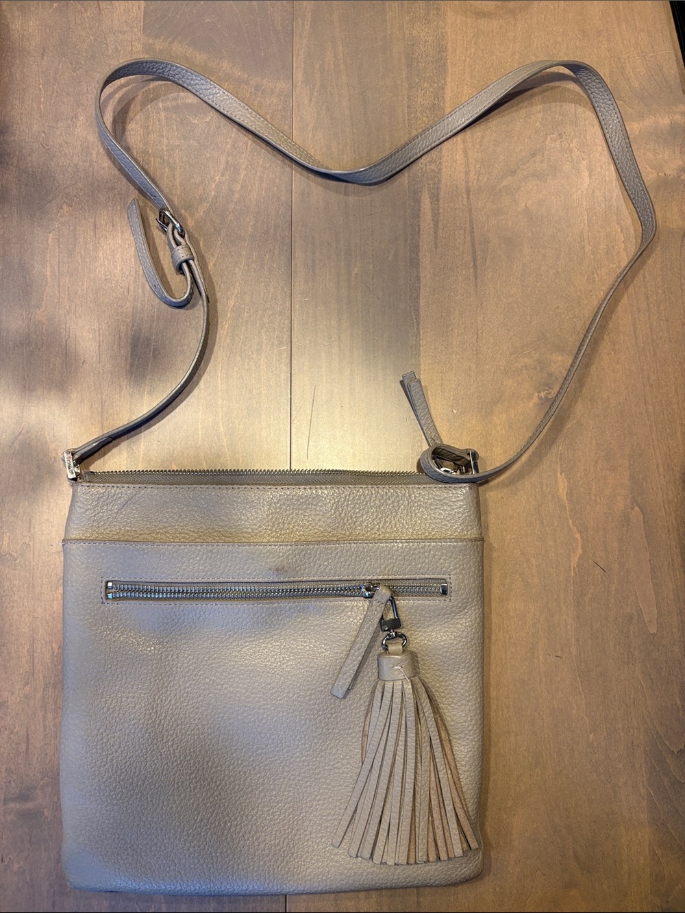 Halogen Women's Leather Crossbody Bag with Tassel